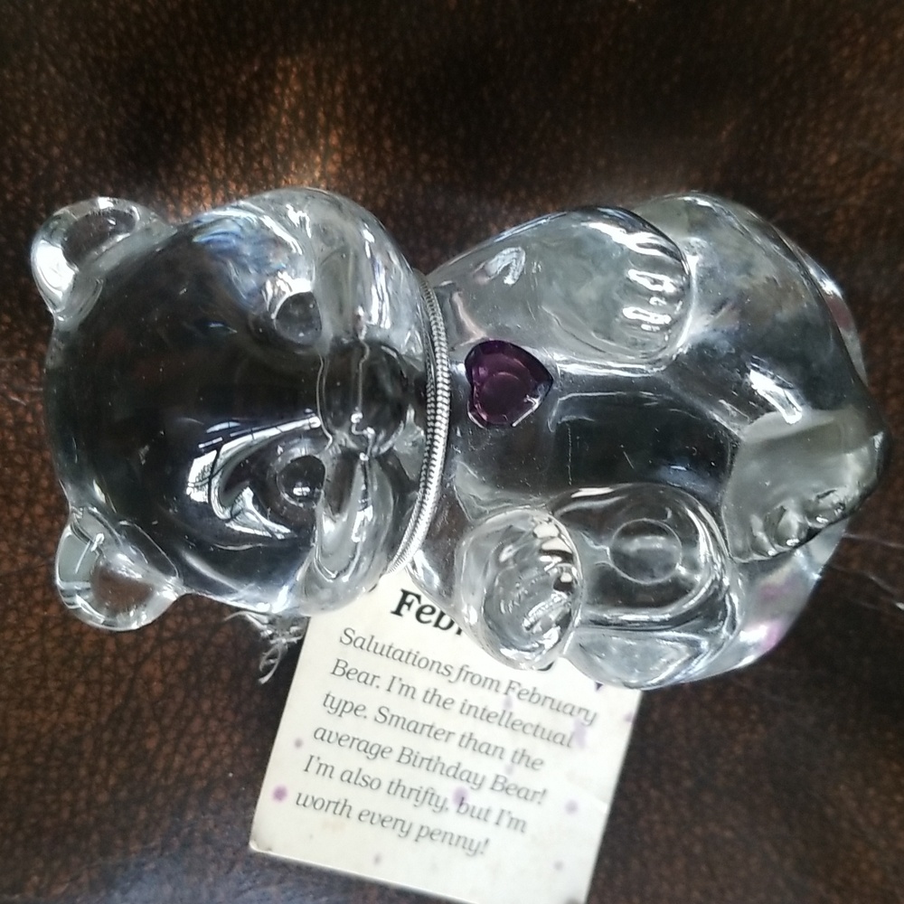 Vintage Fenton Art Glass Teddy Bear Figurine Crystal February Birthday Stone - Picture 9 of 11
